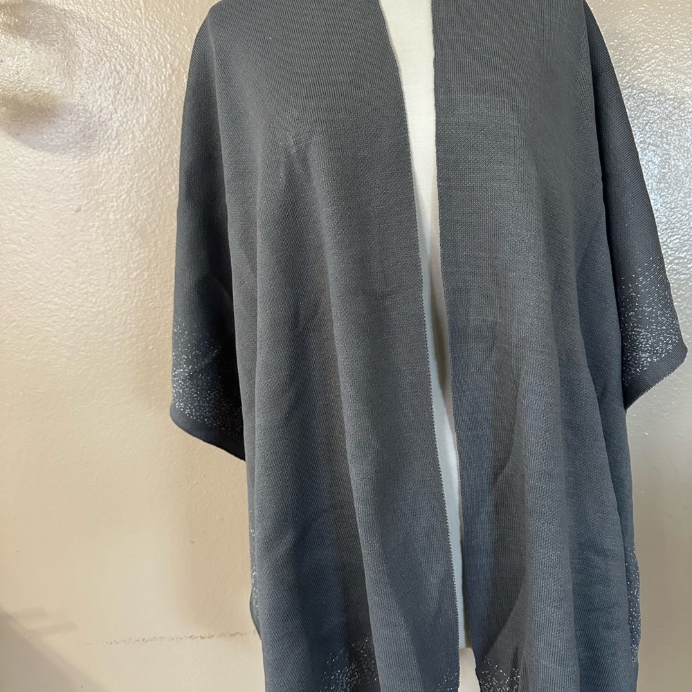 Gray Open Front Cardigan